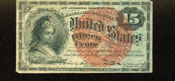 US Fractional Currency 15 cents FR-1271 4th Issue 1863 Liberty with eagle hat