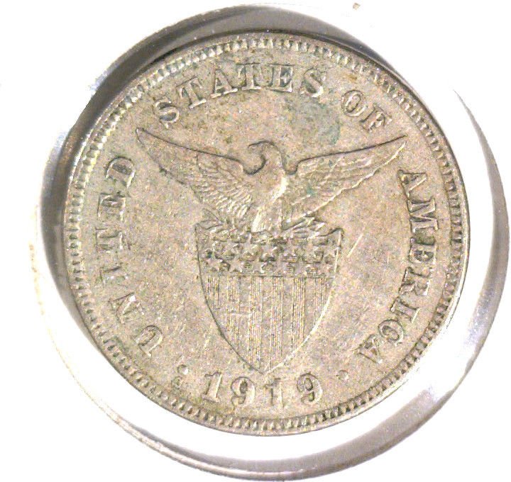 1919 S Philippines 5 Centavos Coin KM#164 US Colony Filipinas