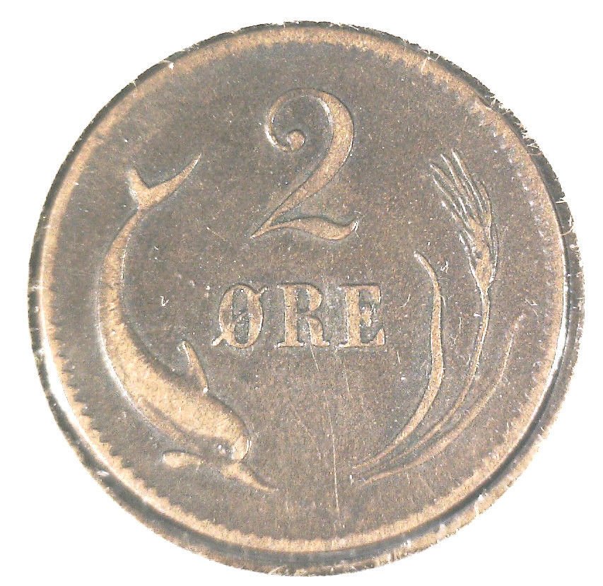 1874 (ND) Denmark 2 Ore Coin XF KM#793.1