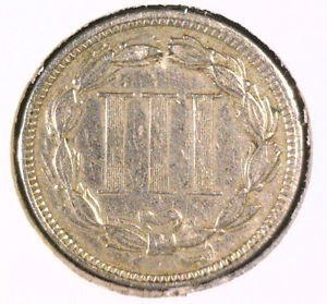 1873 Open 3 Three Cent Nickel Very Fine Details CLEANED