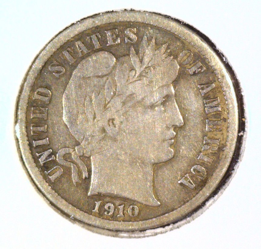 1910 Barber Dime Very Fine Condition VF