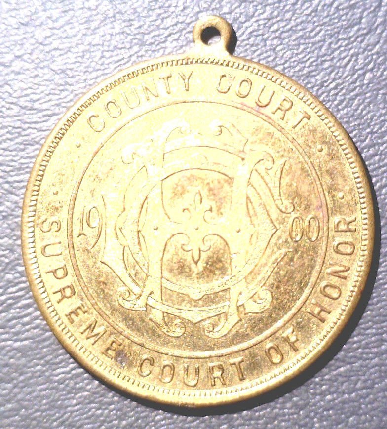 1900 Newark NJ - Supreme Court of Honor Gilded Medal XF - W & H Co. 38 mm