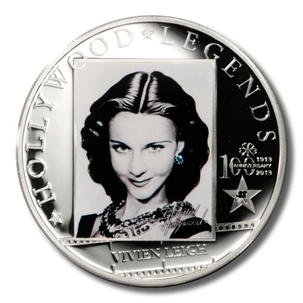 2013 Vivien Leigh Coin Cook Islands Sterling Silver Proof Swarovski Crystal