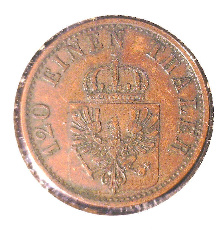 1871 A German States Prussia 3 pfenninge coin XF KM#482 120 einen thaler
