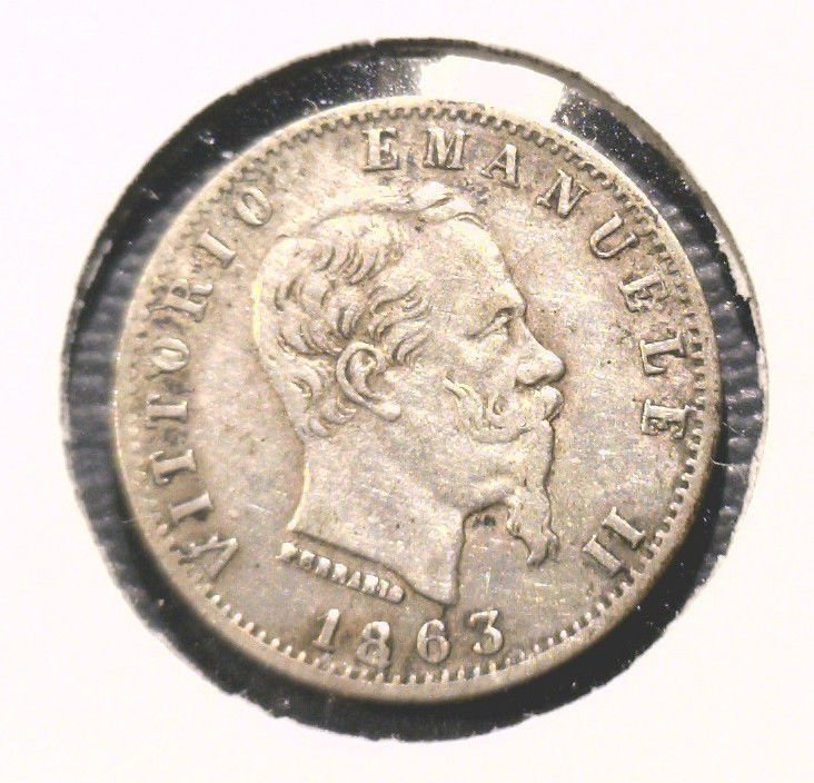 Italy 1863 20 centesimi silver coin KM#13.2 Vittorio Emanuele II .0268 ASW