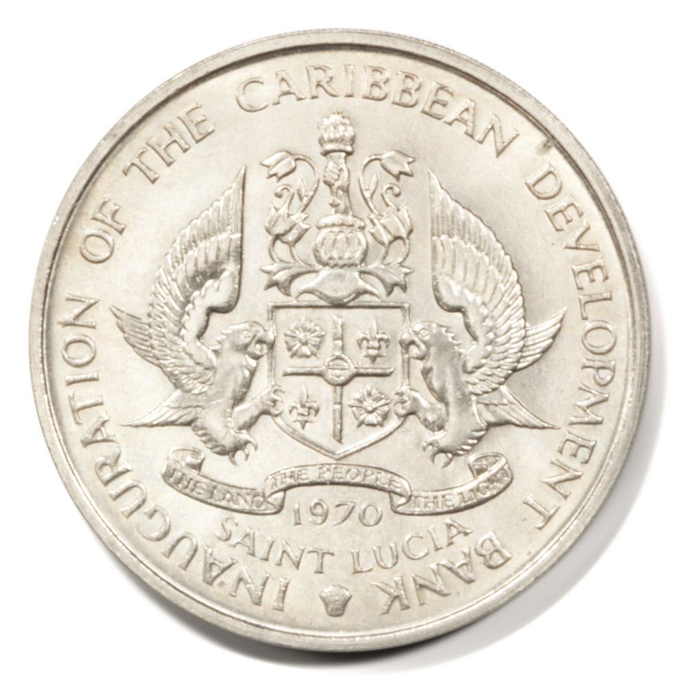 1970 Saint Lucia FAO Four Dollar Coin BU KM#11 "Grow More Food for Mankind"