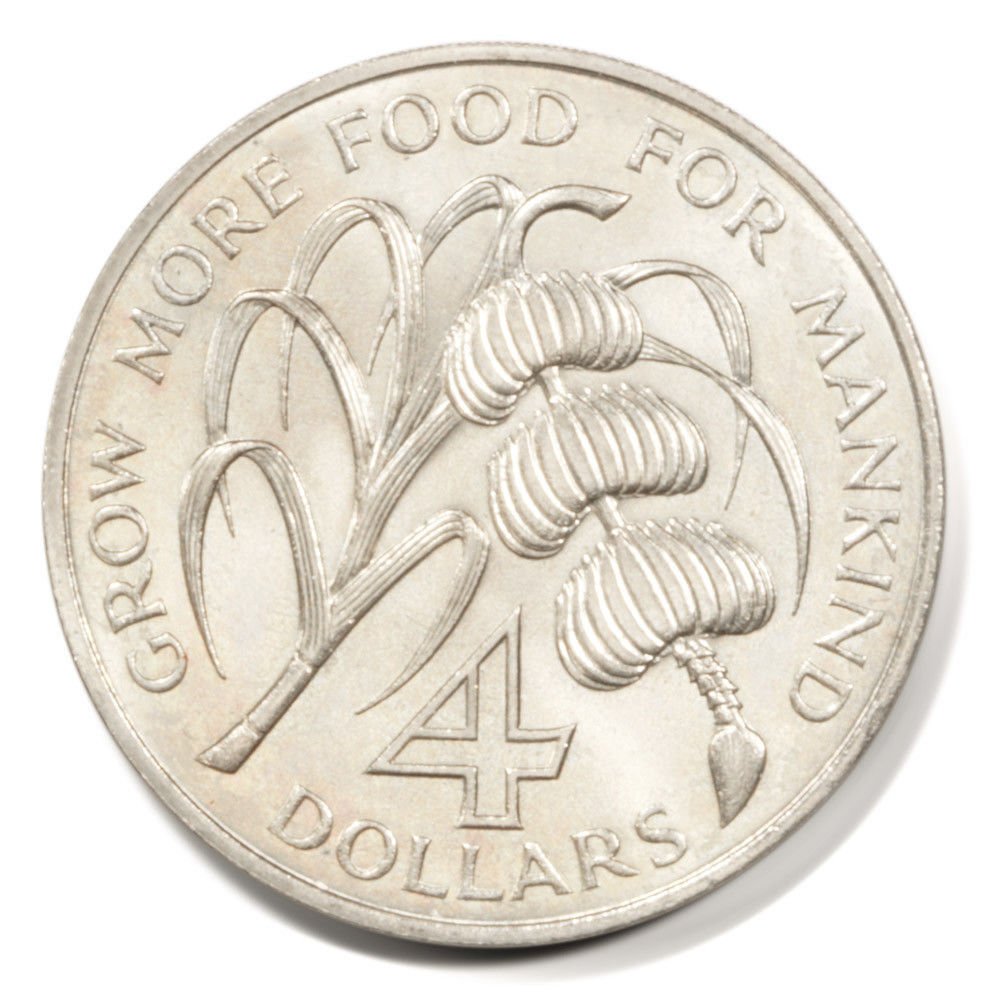1970 Grenada FAO Four Dollar Coin BU KM#15 "Grow More Food for Mankind"