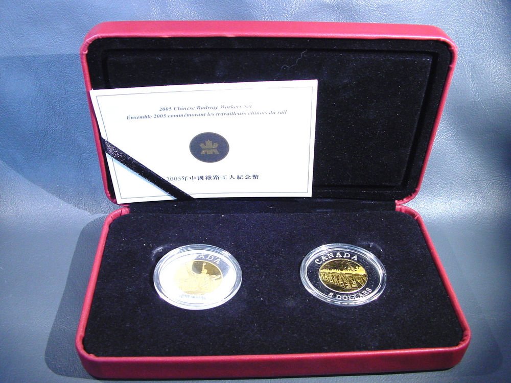 2005 Canada Silver 2 $8 coin set Chinese Railroad Workers KM#597 & 598 OGP COA