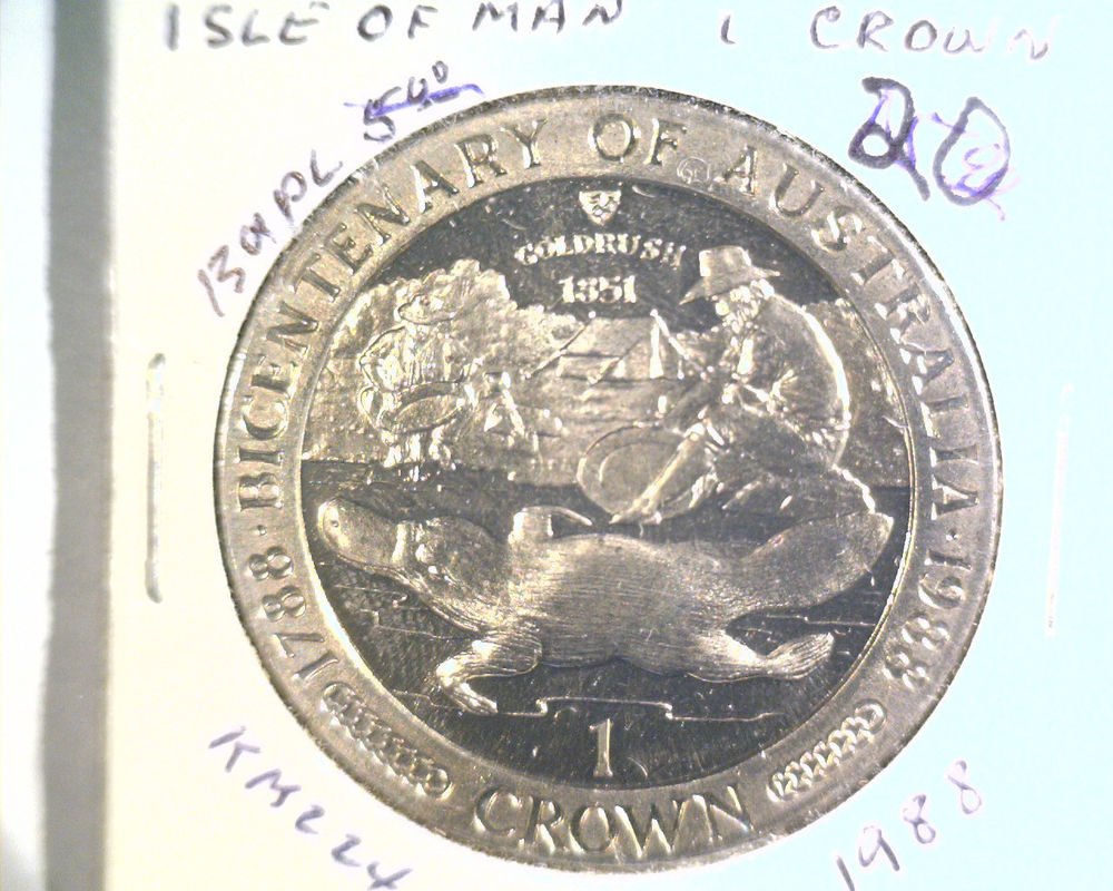 1988 Isle of Man BU Crown Coin Brilliant Uncirculated KM#224 Australia 200 Years