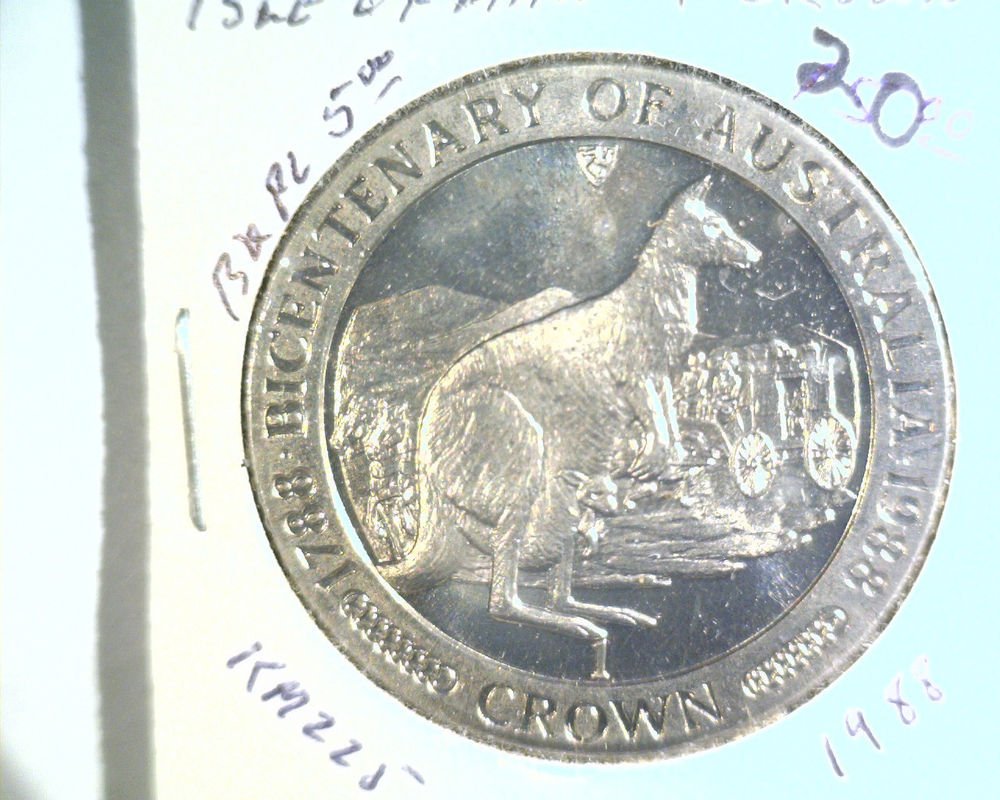 1988 Isle of Man BU Crown Coin Brilliant Uncirculated KM#225 Australia 200 Years