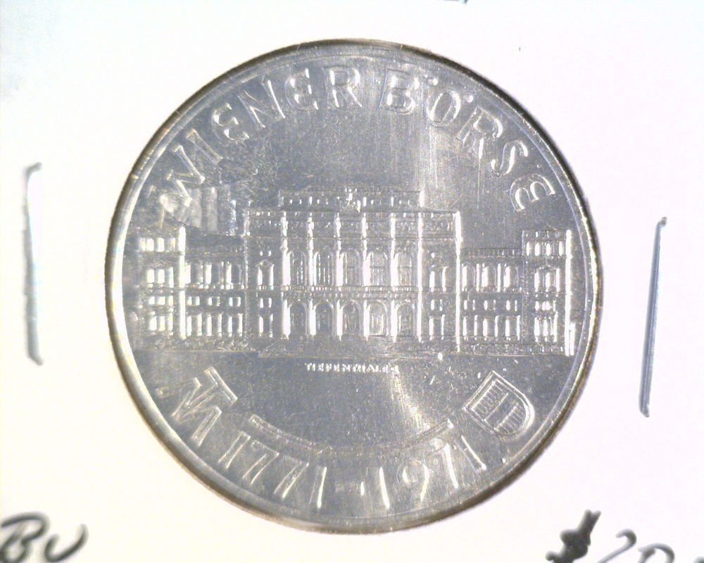 Austria 1971 Silver BU 25 Schilling Coin .3344 ASW KM#2910 Vienna Bourse 200th
