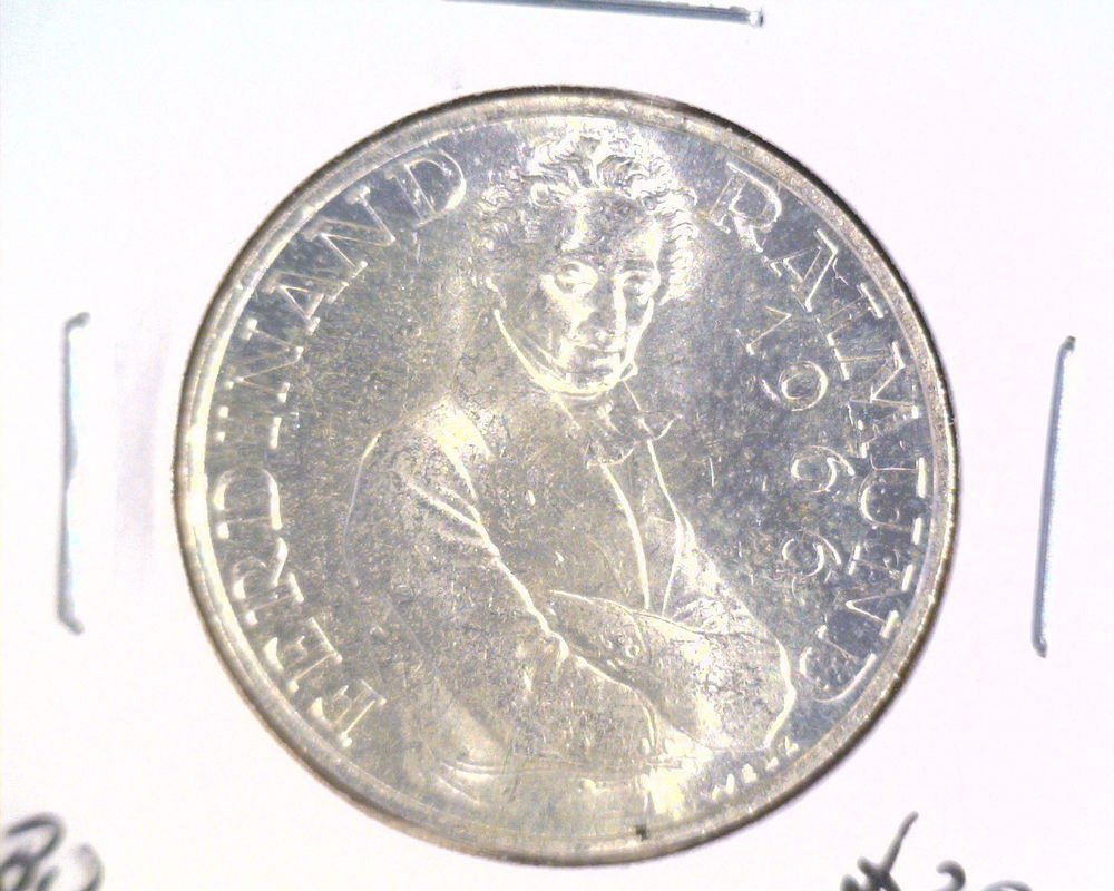 Austria 1966 BU Silver 25 Schilling Coin .3344 ASW KM#2899 Ferdinand Raimund
