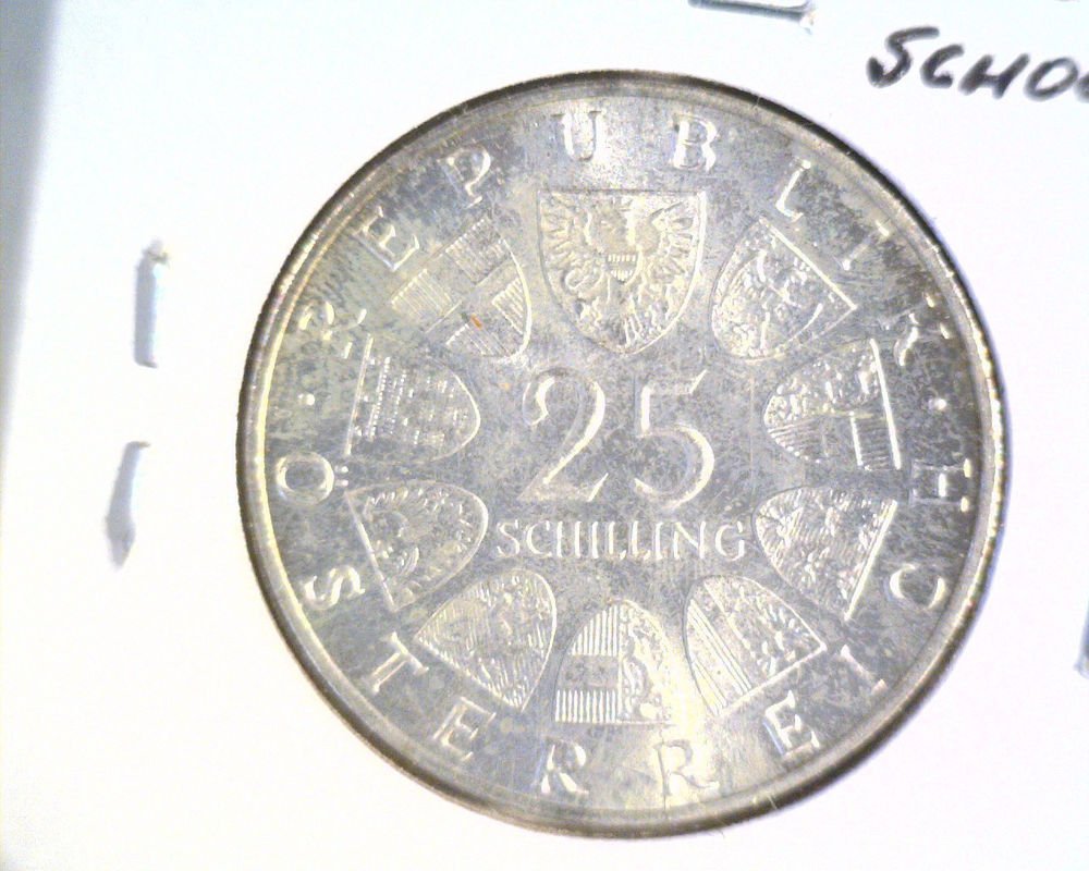 Austria 1965 BU Silver 25 Schilling Coin .334 ASW KM#287 Vienna Technical School