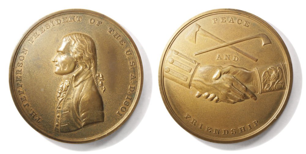 Indian Peace Medal w/ Jefferson Lewis and Clark 1920s Era Copy of 1801 Original