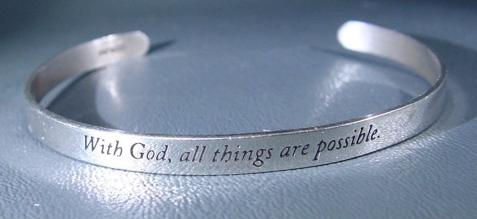 Sterling Silver Bracelet -With God all things are Possible 6.4 g Marked STERLING