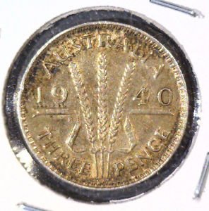 1940 Australia Silver Threepence Coin KM#37 .0419 ASW