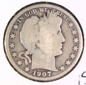 1907 Silver Barber Half Dollar Good Condition