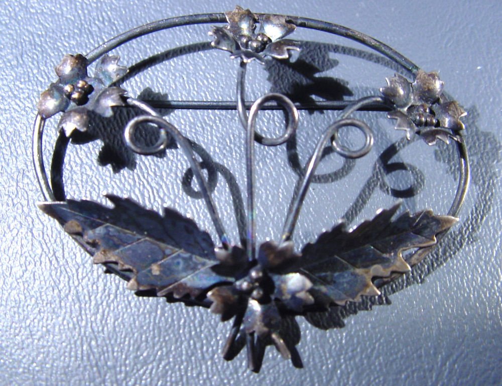 Sterling Silver Pin / Brooch 8.4 g 2-1/4" W X 1-3/4" L X 1/2" H Marked STERLING