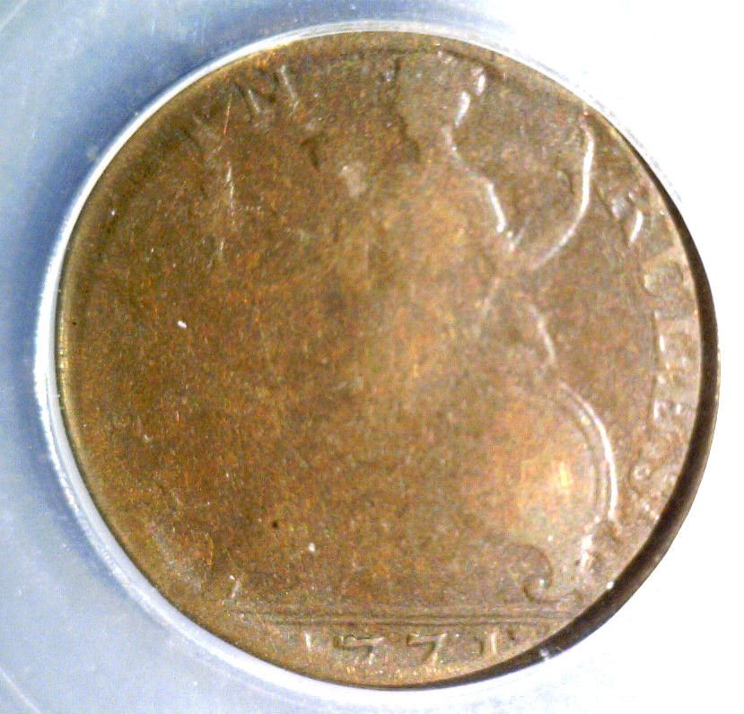 1771 Great Britain Half Penny Coin ICG G4 Evasion Piece KM# 601