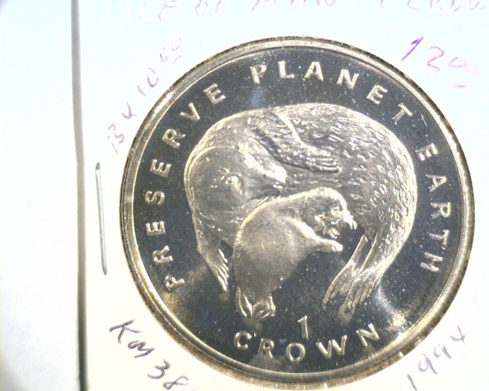 1994 Isle of Man BU Crown Coin Brilliant Uncirculated KM#386 Seal and Pup