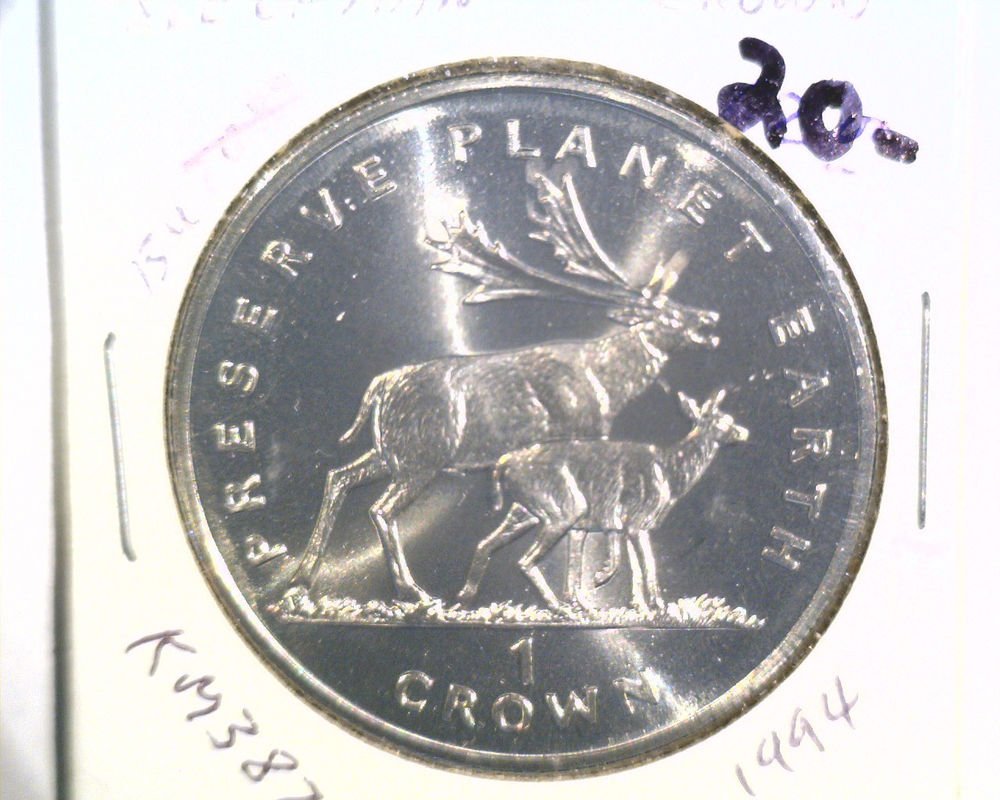 1994 Isle of Man BU Crown Coin Brilliant Uncirculated KM#387 Deer