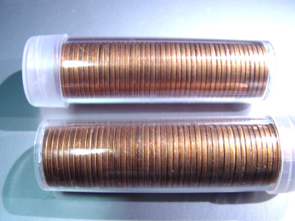LOT of 100 1963 RED UNCIRCULATED LINCOLN CENTS 2 full Rolls ! Free US SHIP