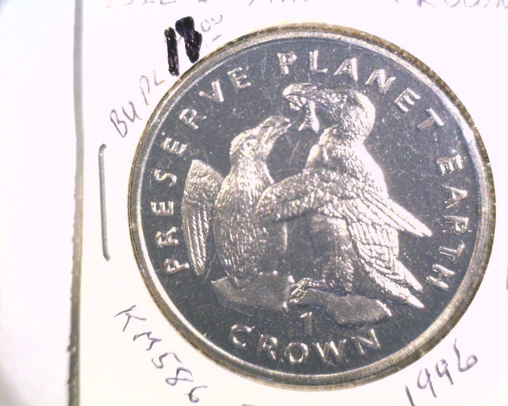 1996 Isle of Man BU Crown Coin Brilliant Uncirculated KM#586 Puffin Bird