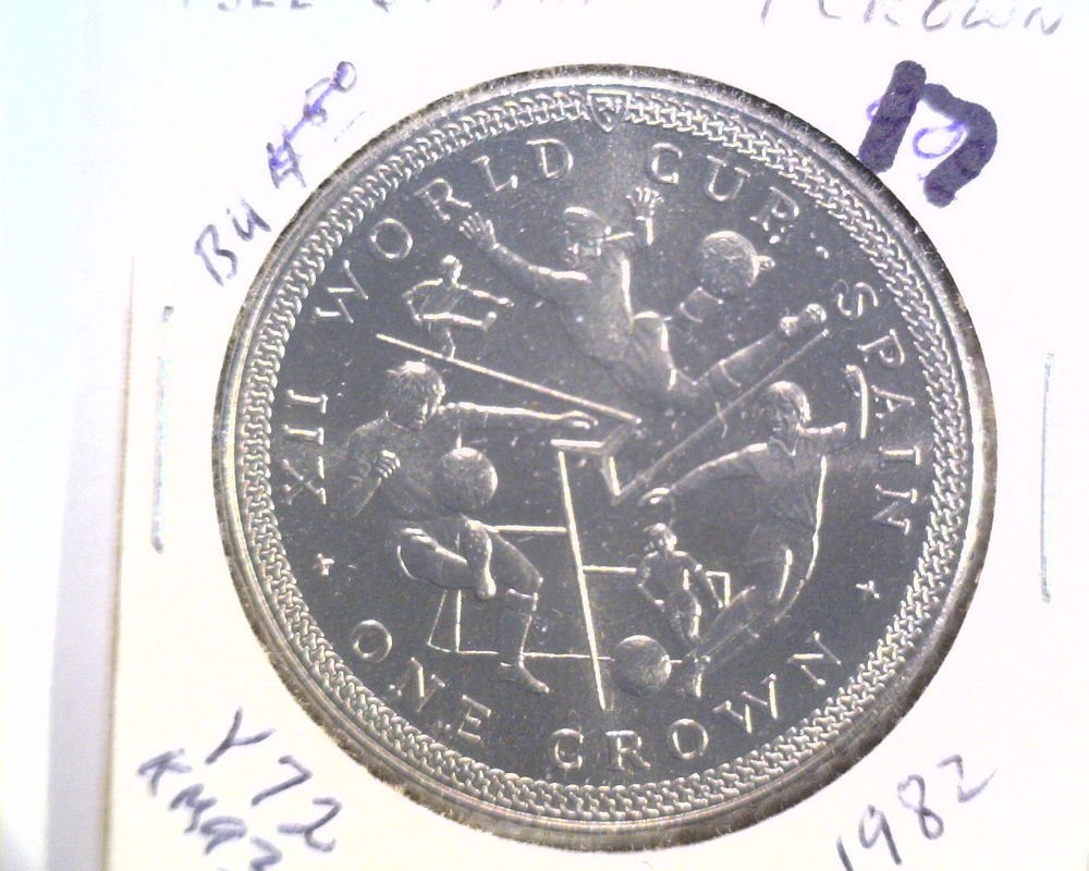 1982 Isle of Man BU Crown Coin Brilliant Uncirculated KM#93 World Cup Soccer
