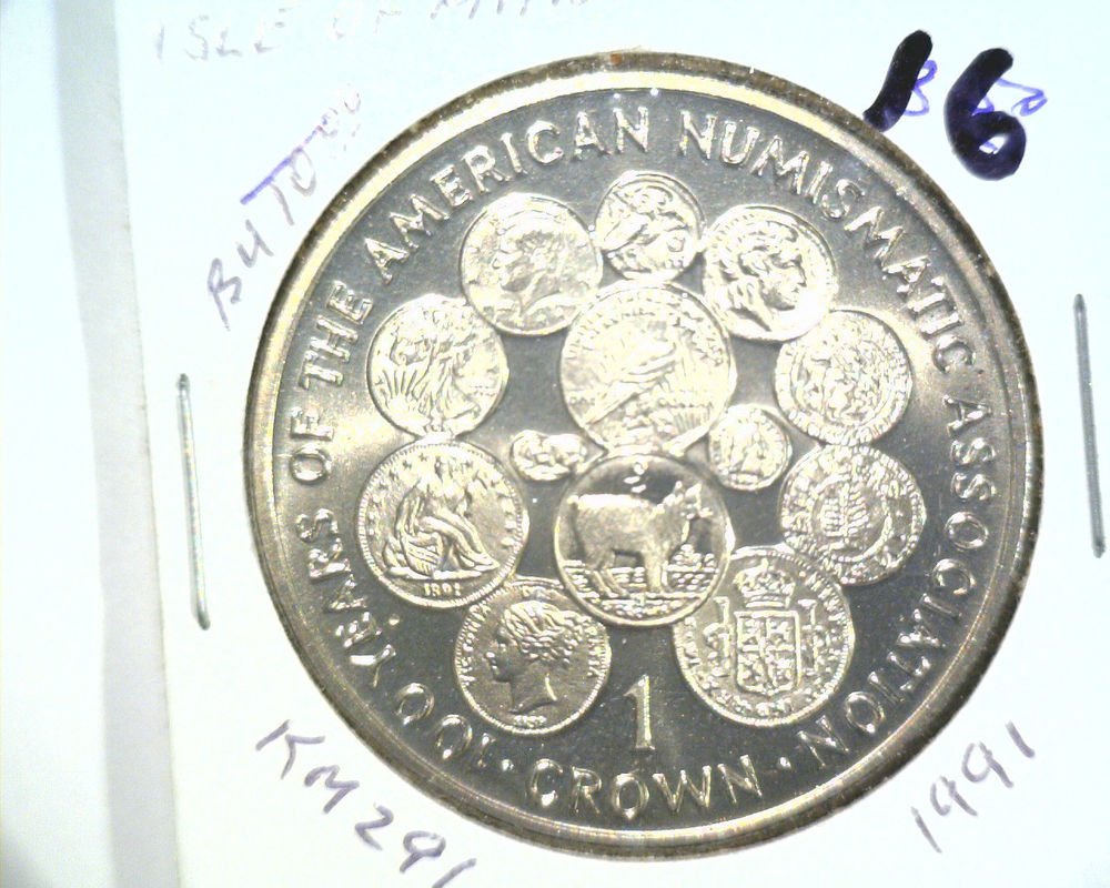 1991 Isle of Man BU Crown Coin Brilliant Uncirculated KM#291 ANA 100th Year