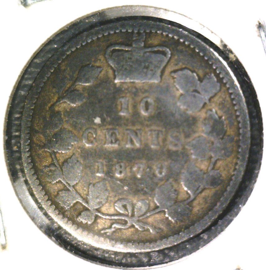 1870 Wide 0 Canada Silver 10 cent coin KM#3 .0691 ASW