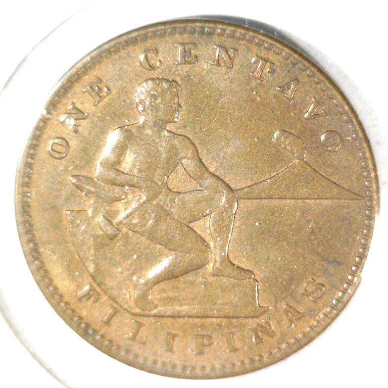 1919 S Philippines Centavo Coin KM#163 AU condition US Colony Colonial Filipinas