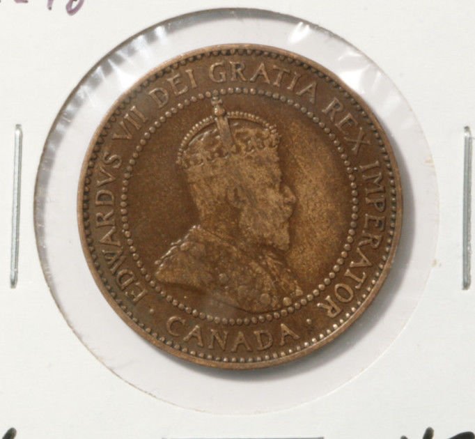 1909 Canada One Cent Coin KM#8 Very Fine Condition
