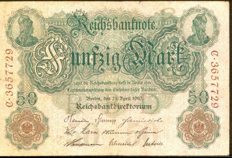 1910 Germany 50 Mark Note Pick #41 German Empire X