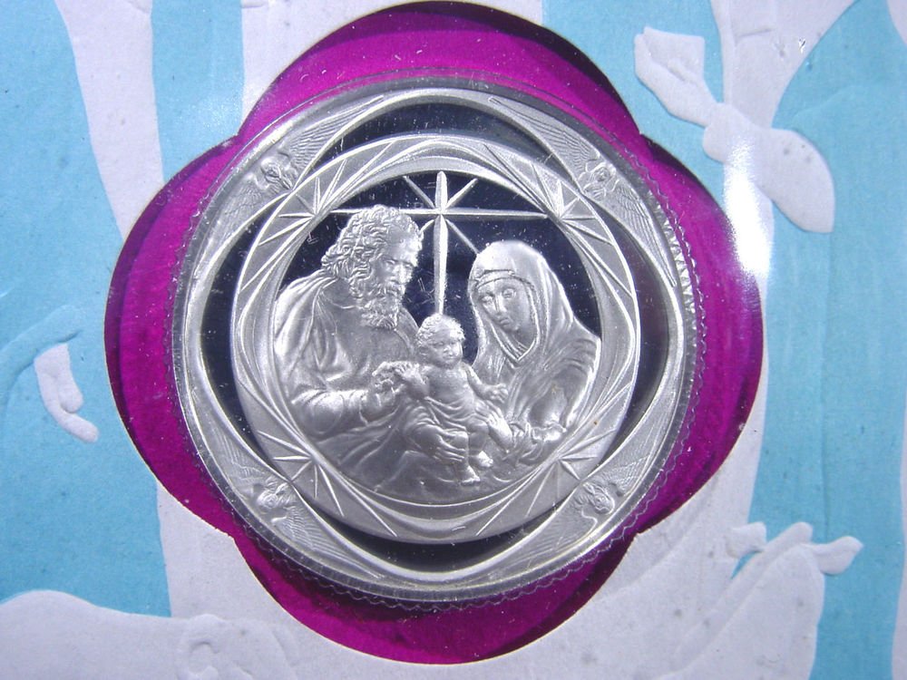 1972 Sterling Silver Proof Medal / Stamp Set Christmas in Bethlehem All Original