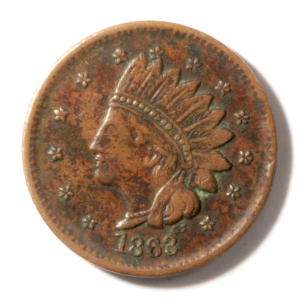 1863 Civil War Token 1¢ Indian Bust NOT ONE CENT Fuld 62/367 R3