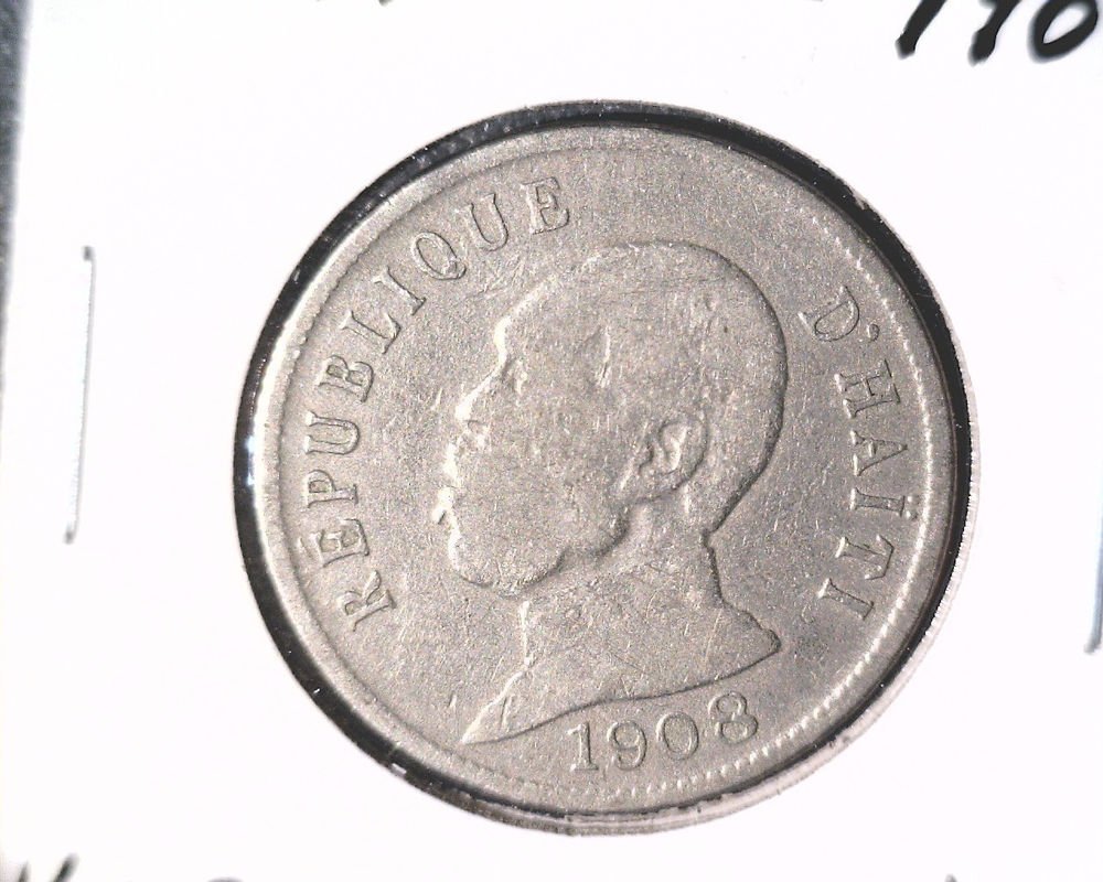 1908 Haiti 50 centimes coin KM#56