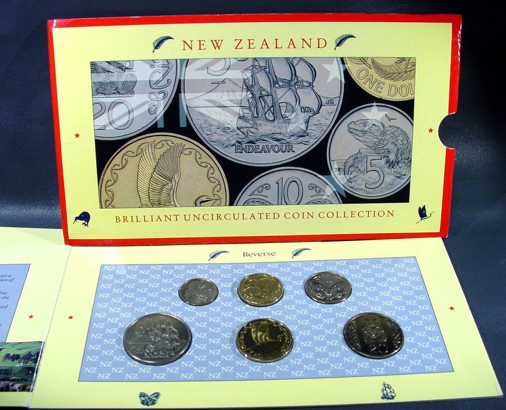 1990 New Zealand BU Coin Collection 6 coins in Original Packaging COA Wholesale