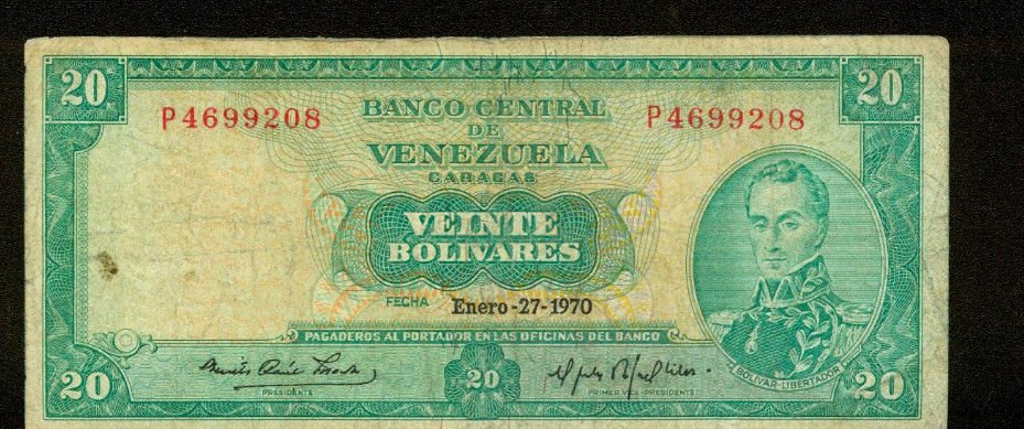 1970 Venezuela 20 Bolivares Bank Note Pick#46d Below Wholesale !