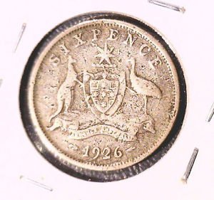 1926 Australia Silver Sixpence Coin KM#25 .0839 ASW