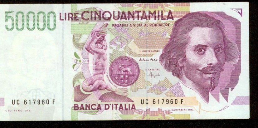 1992 Italy 50,000 Lira Bank Note Pick#116B Crisp Uncirculated Below WholeSale !