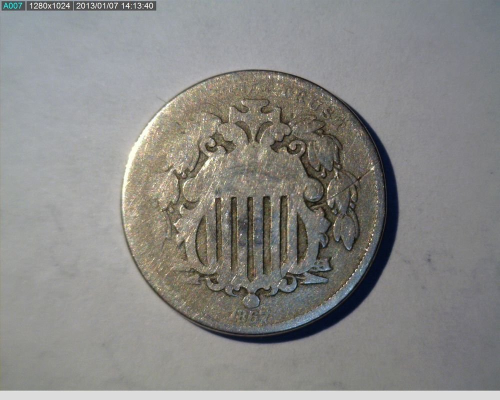 1867 USA Type Coin Shield Nickel RAYS Fair Condition