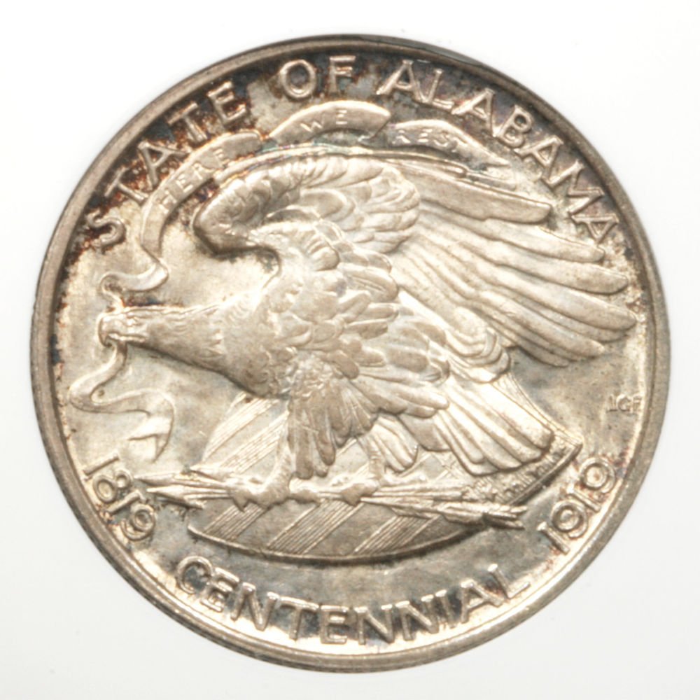 1921 Alabama Centennial 2x2 silver commemorative half dollar ANACS MS63