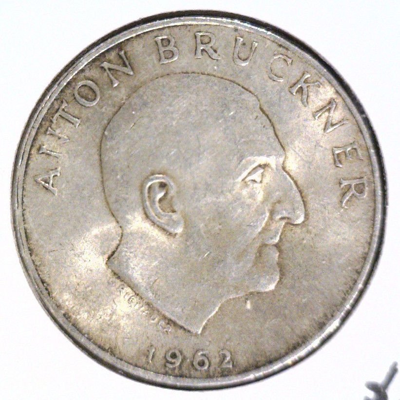 Austria 1962 Silver 25 Schilling Coin BU .3344 ASW KM#2892 Composer Bruckner