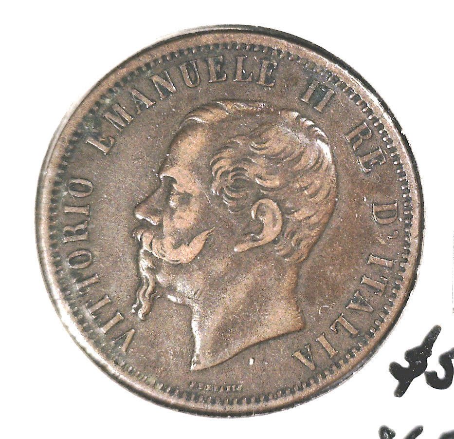 1866 M Italy 10 centesimi coin KM#115 Vittorio Emanuele II