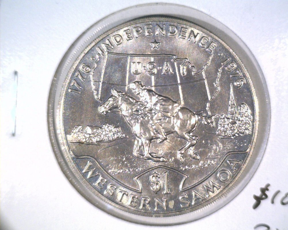 1976 Western Samoa One Tala Coin KM#20 BU Bicentennial of US Independence