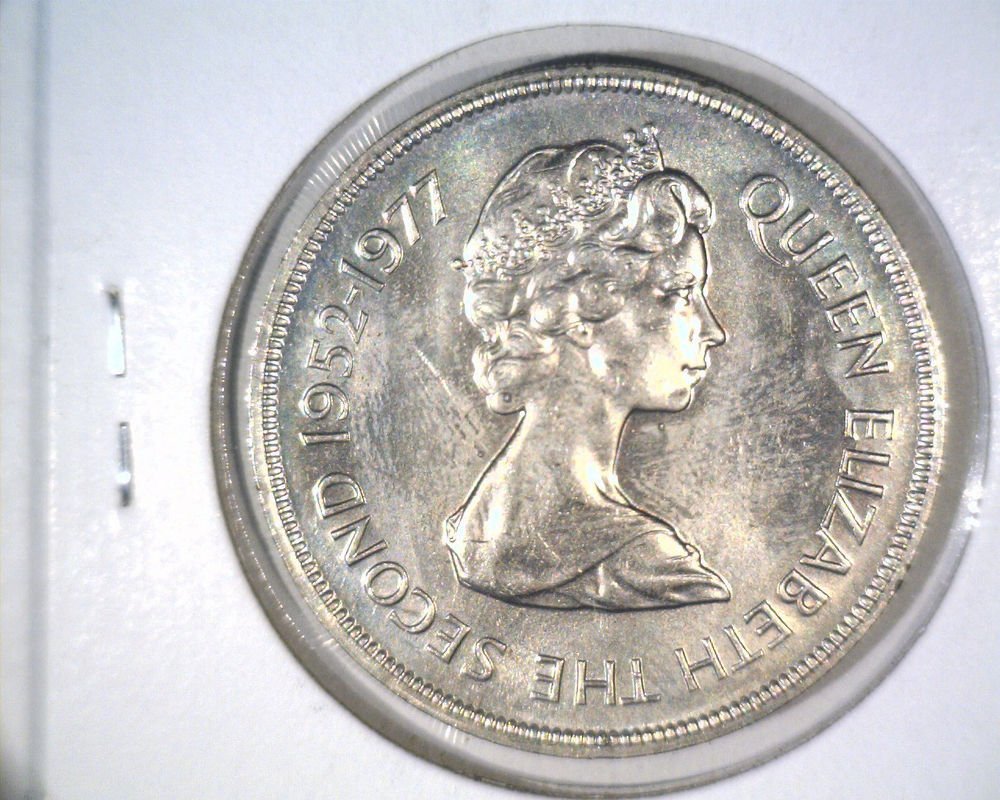 1977 Falkland Islands 50 pence coin KM#10 BU Queen's Silver Jubilee