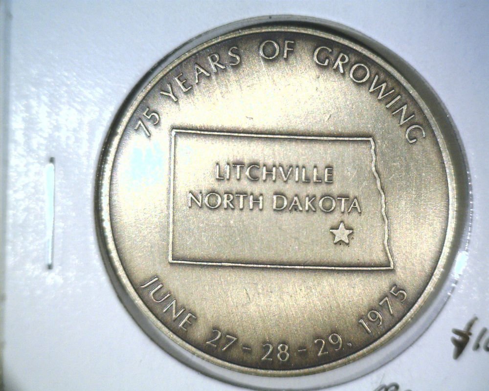1900-1975 Litchville ND Medal 75 years of growing Diamond