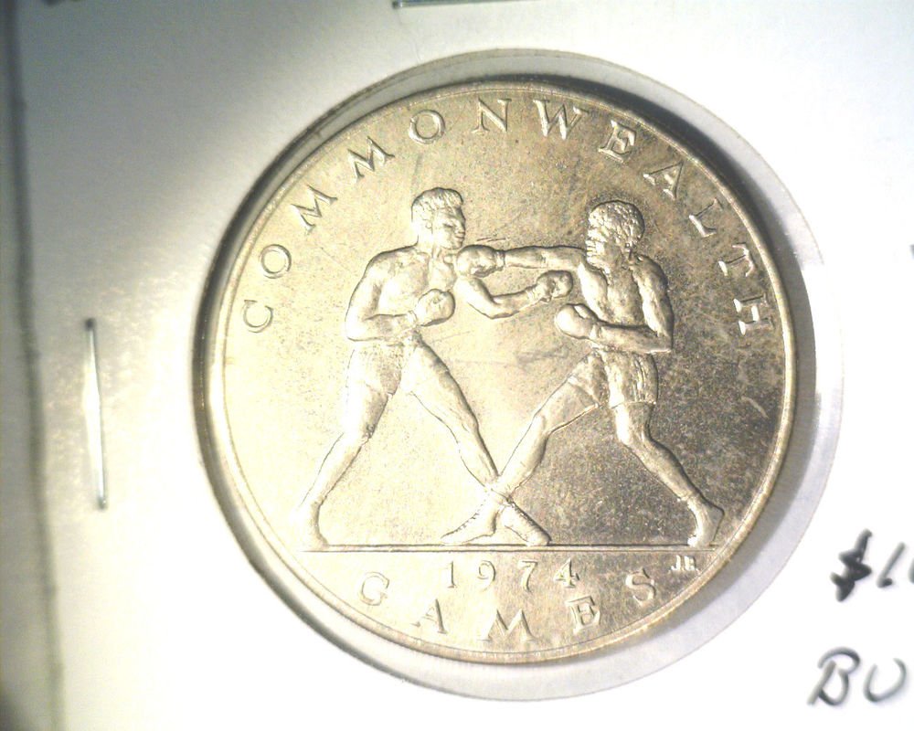 1974 Western Samoa One Tala Coin BU KM#18 Commonwealth Games Boxing Boxers