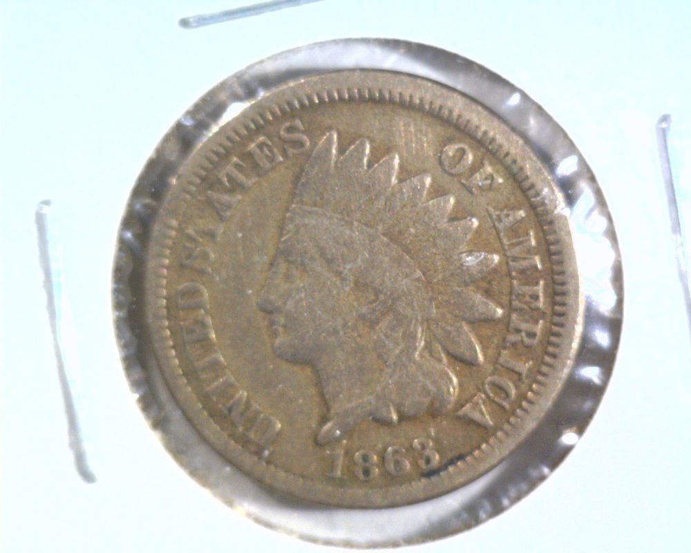1863 Indian Head Cent Very Good Details Cleaned