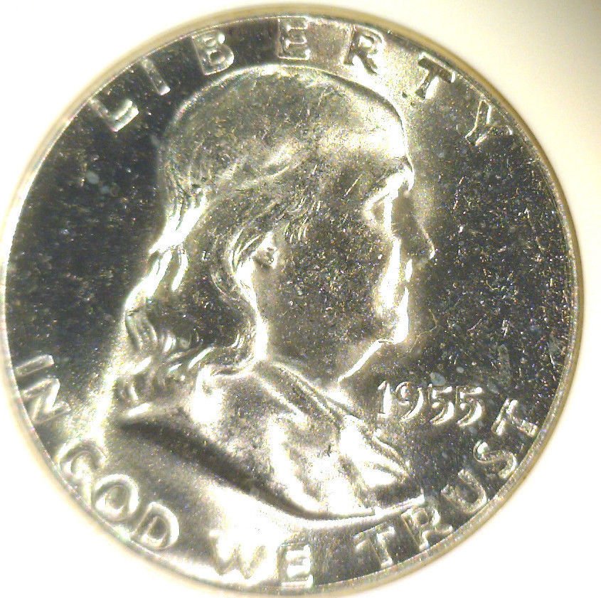 1955 Franklin Silver Half Dollar NGC MS64 Nice Mint Luster !